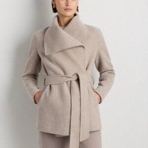 Quince Double-Faced Merino Wool Draped Collar Short Wrap Coat
